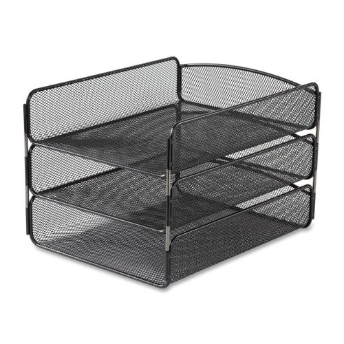 Safco Products 3271BL Onyx Mesh Desktop Organizer with Triple Tray, Black