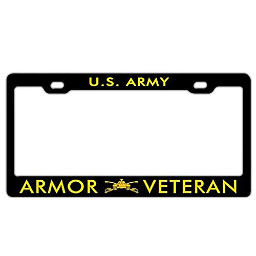 XYcustomBest Military Heavy Duty License Plate Frame - US Army Armor Veteran