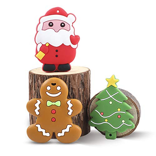 HAO JIE Baby Silicone Teether 3pc Christmas Series Teething Pendant Set Infant Nursing Necklace Accessories Newborn Shower Gift