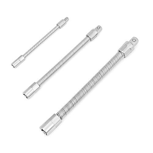 HORUSDY 3-Piece Flexible Socket Extension Bar Set 1-2  1-4  3-8  Shaft Drive 10  8  6