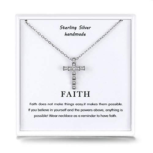 Presentski Cross Necklace with 925 Sterling Silver Chain Silver Christian Crucifix Necklace Faith Cubic Zirconia Pendant Necklace for Women Presentski Cross Necklace with 925 Sterling Silver Chain Silver Christian Crucifix Necklace Faith Cubic Zirconia Pendant Necklace for Women