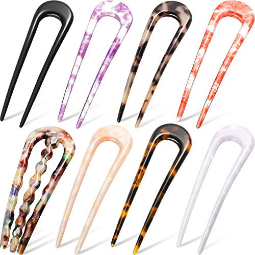 8 Pieces French U-shaped Hairpin with 2 Prongs Cellulose Acetate Tortoise Shell U-Shaped Hair Pin Fork Sticks Chignon Pin Tortoise Shell for Women Girls Hairstyles 8 Pieces French U-shaped Hairpin with 2 Prongs Cellulose Acetate Tortoise Shell U-Shaped Hair Pin Fork Sticks Chignon Pin Tortoise Shell for Women Girls Hairstyles