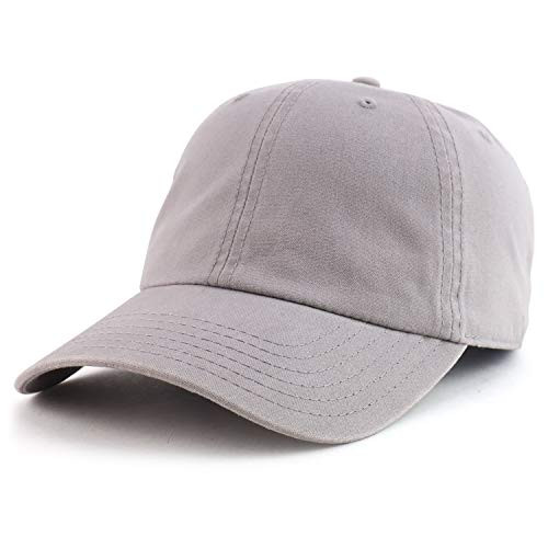 Armycrew Oversize 2XL Garment Washed Soft Cotton Canvas Dad Hat Cap - Grey - 2XL