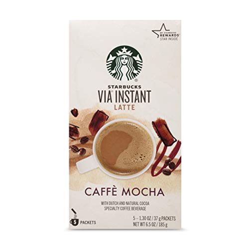 Starbucks VIA Instant Latte Caffe Mocha 6-5 Oz 5-1-3 Oz Single Serve Packets Pack of 2