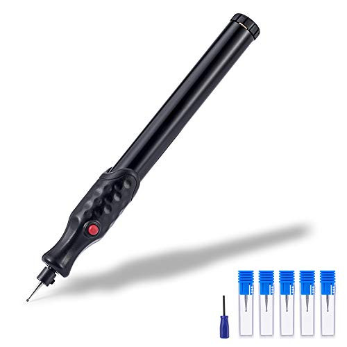 Electric Micro Engraver Pen Carve Engraving Tool Kit Cordless Precision Engraver with Extal 5pcs Replaceable Diamond Tip Bit for DIY Jewellery Making  Metal  Glass  Wood  Leather
