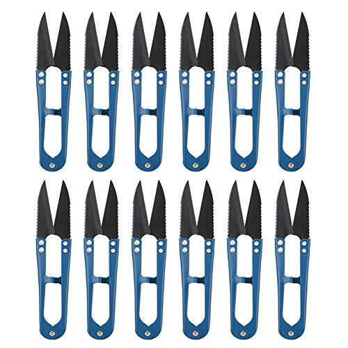 Delaman Thread Cutter 12Pcs Small Thread Snips Scissors  Embroidery Yarn Scissors  Blue Handle Pinking Sewing Snippers