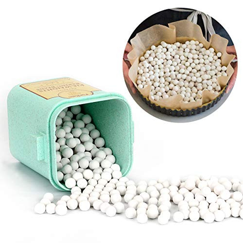 1-6 LB Baking Beans Reusable Ceramic 10mm Pie Crust Weights Nature Pie Weights for Blind Baking with Wheat Straw Container 725g