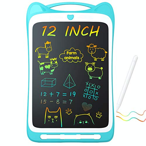 Jasonwell Kids Drawing Pad Doodle Board 12  Colorful Toddler Scribbler Board Erasable LCD Writing Tablet Light Drawing Board Educational and Learning Toys Gifts for 3 4 5 6 7 8 Year Old Girls Boys