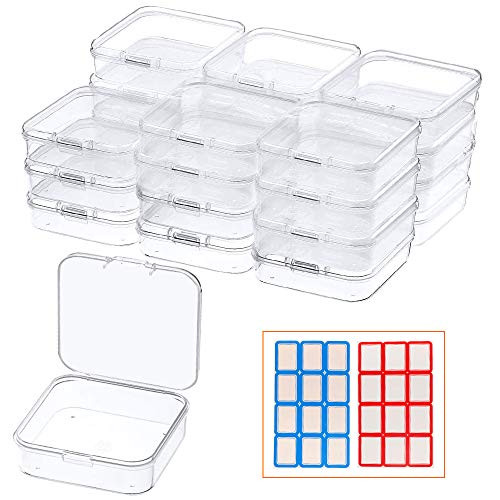 24 Pack Small Plastic Beads Storage Containers  Craft Organizers Storage Box Clear Box with Hinged Lid for Storage of Earplugs  Jewelry  Office Supplies  Small Items Accessories2-83x2-83x0-71 Inches