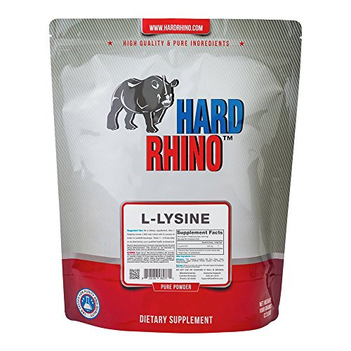 Hard Rhino L-Lysine Powder  1 Kilogram 2-2 Lbs  Unflavored  Lab-Tested  Scoop Included