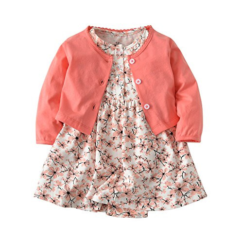 Baby Girls Dress Set Long Sleeve Coat  Floral Toddler Romper Dresses 2Pcs Baby Girl Set Outfit Clothes Plum Flower  24 Months Baby Girls Dress Set Long Sleeve Coat  Floral Toddler Romper Dresses 2Pcs Baby Girl Set Outfit Clothes Plum Flower  24 Months