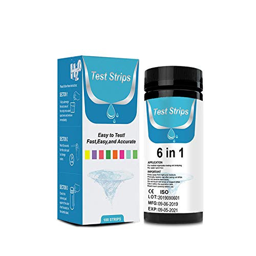 Esptula Pool Test Strips 6-in-1 Spa Test Strips for PH Total Chlorine Free Chlorine-Bromine Total Alkalinity Cyanuric Acid and Total Hardness Water Chemistry Tester Kit 100 Count Esptula Pool Test Strips 6-in-1 Spa Test Strips for PH Total Chlorine Free Chlorine-Bromine Total Alkalinity Cyanuric Acid and Total Hardness Water Chemistry Tester Kit 100 Count
