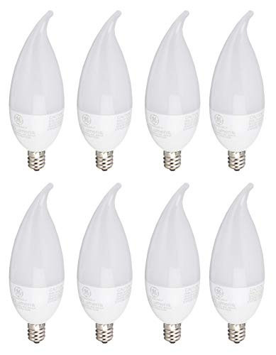 Set of 8 GE Lighting 4W LED Light Bulb 40W Equivalent Soft White Bent Tip Candelabra Base Dimmable 8 Bulbs