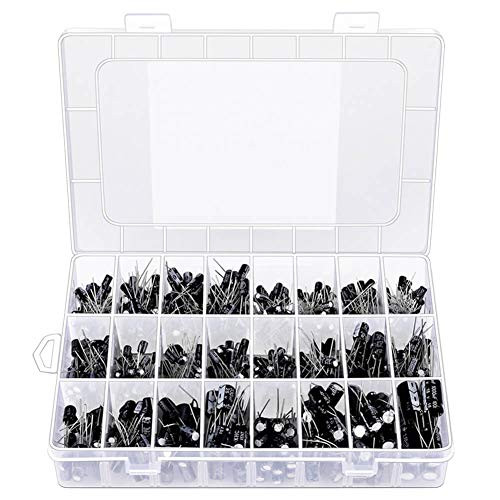 Anezus 24 Value 560 Pcs Electrolytic Capacitor Assortment Box Kit Range 0-1uF?1000uF