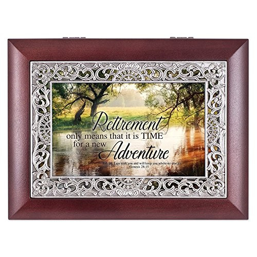 Retirement New Adventure Christian Ornate Rosewood Jewelry Music Box Plays Wonderful World