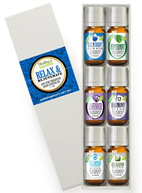 Relax   Rejuvenate Set 100  Pure  Best Therapeutic Grade Essential Oil Kit - 6-10mL Calm Body-Calm Mind  French Lavender  Harmony  Peppermint  Cleanse Body   Mind  and Relaxation