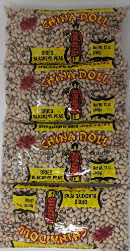 China Doll Black Eyed Peas Bundle - 4 x 12 Oz Bags of China Doll Blackeyed Peas  Bundled with Recipe Sheet