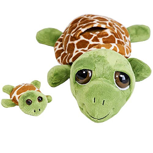 The Petting Zoo Mom and Baby Sea Turtle Stuffed Animal  Gifts for Kids  Pocketz Zoo Animals  Sea Turtle Plush Toy 12 inches