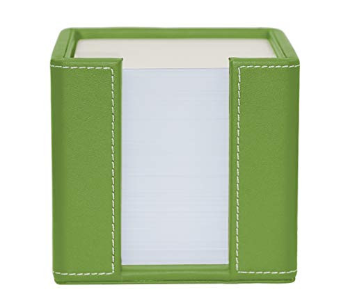 Memo Cube Holder  Green  Faux Leather  Supplied with 1 000 Sheets of Paper