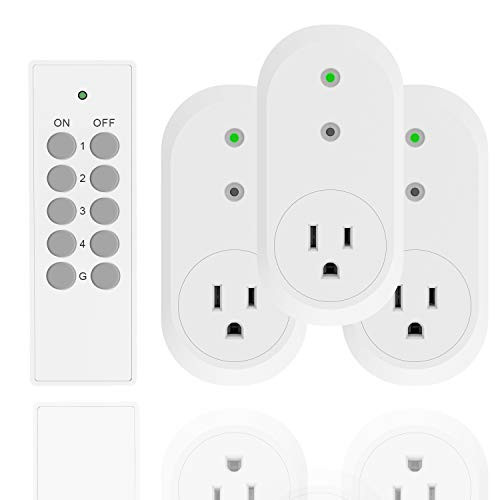 UCOMEN Remote Control Outlet Switch Power Plug in for Household Appliances Wireless Remote Light Switch LED Light Bulbs White 1 Remote 3 Outlet 1875W UCOMEN Remote Control Outlet Switch Power Plug in for Household Appliances Wireless Remote Light Switch LED Light Bulbs White 1 Remote 3 Outlet 1875W