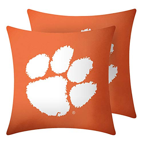 MT-Sports University Throw Pillow Covers Pillow Cases Decorative Pillowcase Protecter with Zipper Without Insert Set of 2 Clemson Tigers  18  x 18