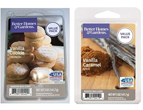 Better Homes and Gardens Wax Cubes Baking Scented Melts  2-Pack Value Pack Bundle 5-oz Vanilla Caramel Spice  5-oz Vanilla Cookie Crunch