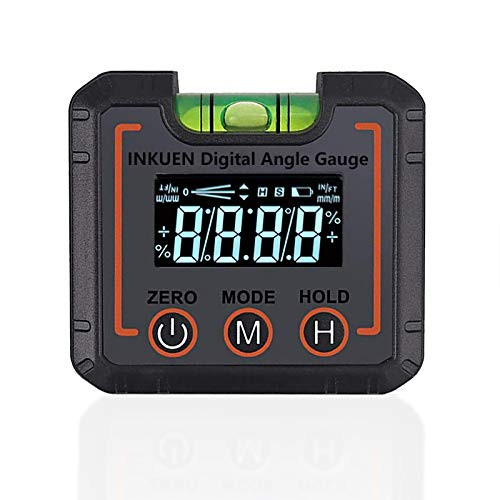 INKUEN Digital Angle Gauge  Protractor  Inclinometer  Bevel Gauge  Magnetic Digital Level Angle Finder with V-groove   Horizontal Level Bubble   VA Backlight Display for Bevel  Table Saw  Miter Saw