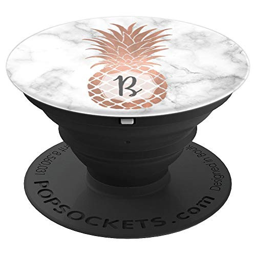 Pineapple Marble Monogram PopSocket Rose Gold With Initial B PopSockets Grip and Stand for Phones and Tablets