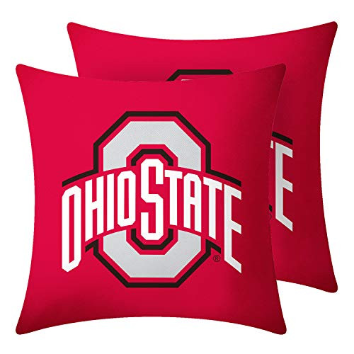 MT-Sports University Throw Pillow Covers Pillow Cases Decorative Pillowcase Protecter with Zipper Without Insert Set of 2 Ohio State Buckeyes  18  x 18