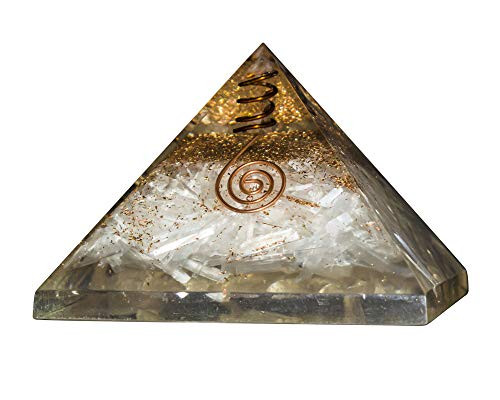PYOR Selenite Orgone Gemstone Crystal Pyramid Reiki Chakra Healing Home Decor Aura Cleansing Size 2-5-3 inch