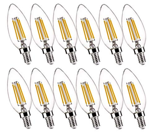ALAMPEVER Dimmable 12-Pack B11 Candelabra LED Light Bulb 4W 40W Equivlant LED Chandelier Light Bulb E12 Standard Base 2700K Soft White 450LM CRI80