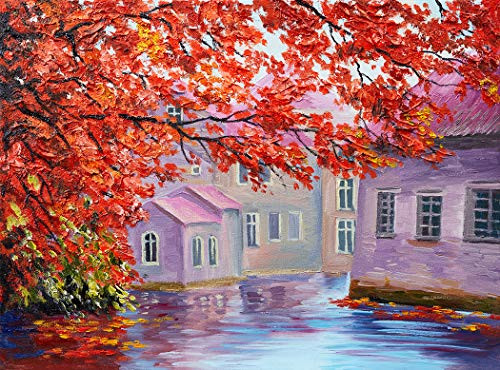 Bgraamiens Puzzle-Home of Red Maple-1000 Pieces Oil Painting Nature Scenery Series Art Jigsaw Puzzles