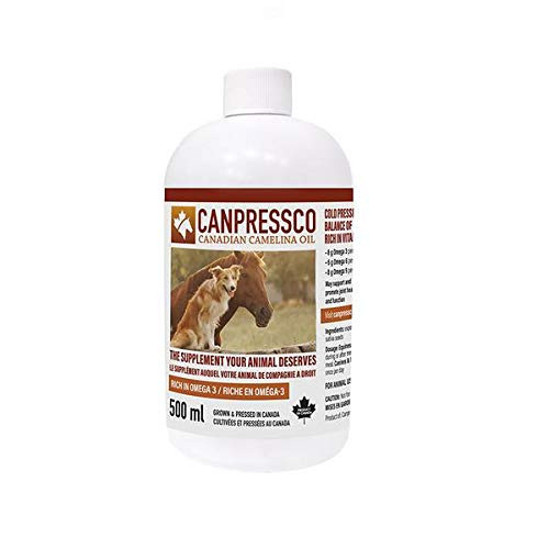 Canpressco Camelina Oil 500 ml Bottle with Dispensing Pump   Omega 3 Oil Supplement for Equine  Canine and Feline Joint  Coat and Skin Health