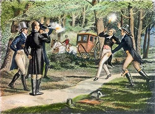 Hamilton-Burr Duel 1804 Nthe Duel Fought Between Alexander Hamilton (Right) And Aaron Burr At Weehawken New Jersey 11 July 1804 In Which Hamilton Was Fatally Wounded Colorized Engraving 19Th Century P