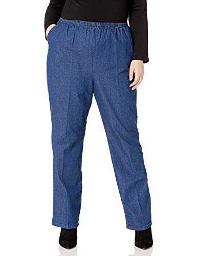 Chic Classic Collection Women s Petite Plus Stretch Elastic Waist Pull-On Pant  Original Stonewash Denim  18P