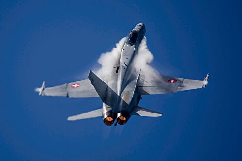 Posterazzi Poster Print Collection Swiss Air Force F-18C in a 9G Pull Timm Ziegenthaler-Stocktrek Images  17 x 11  Multicolored