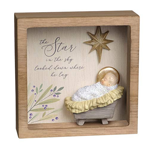 Grasslands Road 476152 The Star in The Sky Looked Down Where He Lay Baby Jesus Shadow Box Plaque  Multicolor