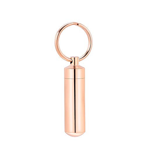 mingkejw Cremation Jewelry Urn Keychain Cylinder Memorial Necklace for Ashes Stainless Steel Keepsake Memorial PendantRose Gold