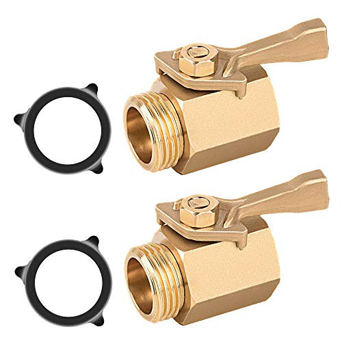 MAXCCC 2PCS 3-4 Inch Hose Shut Off Valve Garden Hose Connector Garden Hose Brass Hose Shut Off Valve with 2 Rubber Washers