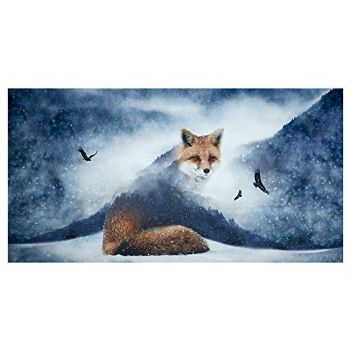 Shannon Fabrics Shannon Hoffman Digital Minky Cuddle 33   Panel Fox Gray Fabric