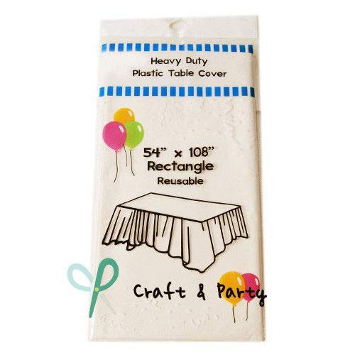 Evershine 12-Pack Heavy Duty Plastic Table Covers Tablecloth Reusable Rectangle 54  X 108   Ivory