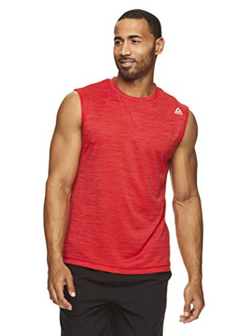 Reebok Men s Muscle Tank Top - Sleeveless Workout   Training Activewear Gym Shirt - Racing Red Heather Charger  Small