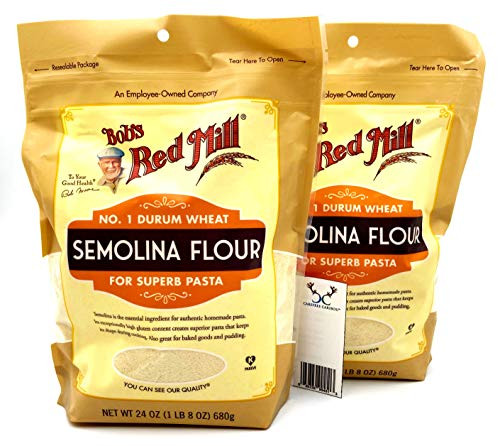 Bobs Red Mill Semolina Flour Bundle- Includes Two 2 24oz Packages of Bobs Red Mill Semolina Flour and a Semolina Flour Recipe Card from Carefree Caribou!
