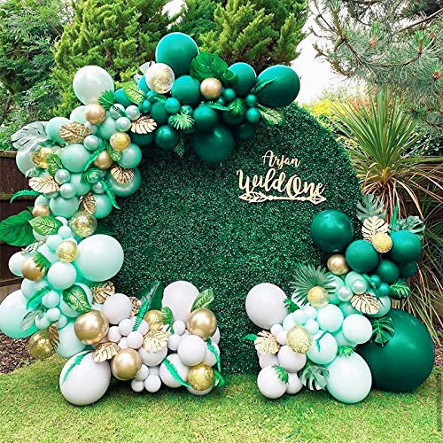 Green Jungle Safari Balloon Garland Arch Kit-Mint Green Balloon Pea Green Balloon Gray Balloon Metallic Gold Balloon 132pcs for Baby Shower Christmas Birthday Hawaii Wedding Tropical Party or Graduation- Green Jungle Safari Balloon Garland Arch Kit-Mint Green Balloon Pea Green Balloon Gray Balloon Metallic Gold Balloon 132pcs for Baby Shower Christmas Birthday Hawaii Wedding Tropical Party or Graduation-