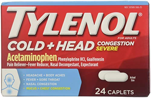 Tylenol Cold  Head Congestion Severe  24 Caplets Pack of 2