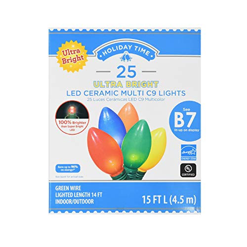 Holiday Time 25 Ultra Bright LED Ceramic Multi C9 Lights Holiday Time 25 Ultra Bright LED Ceramic Multi C9 Lights