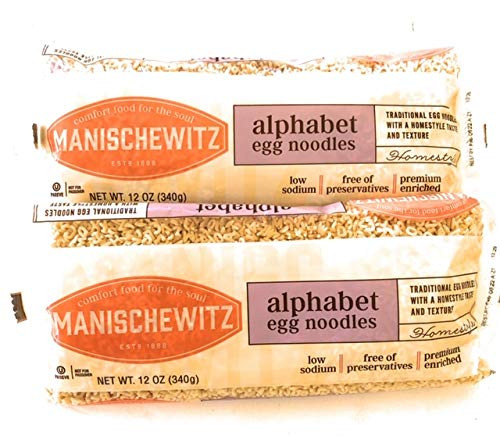 Alphabet Egg Noodles Manischewitz Kosher Premium Enriched Pasta 2 pack 12 ounce packages