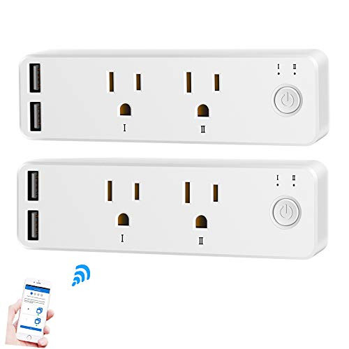Wireless Smart Plug,Mini WiFi Remote Control Outlet Socket Power Switch Plug with Timer Schedule/APP Control, Compatible with Alexa Google Home (Pack of 2)