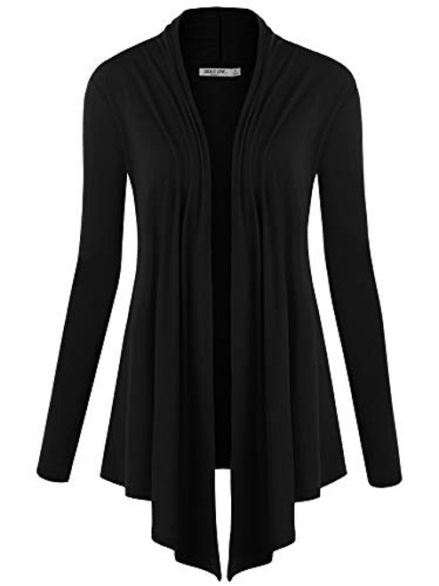 WSK850 Womens Draped Open- Front Cardigan XXL Black