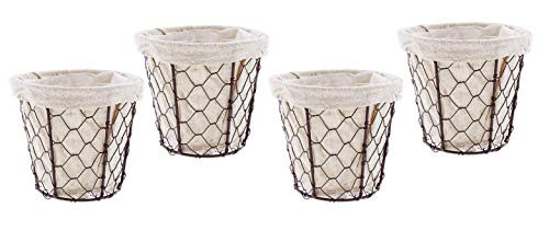 Lucky Winner Set of 4 Metal Wire Basket Planters with Waterproof Cotton Liners  5